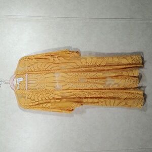 04193 FINAL PRICE Soft Surroundings golden yellow sheer floral lace jacket O/S